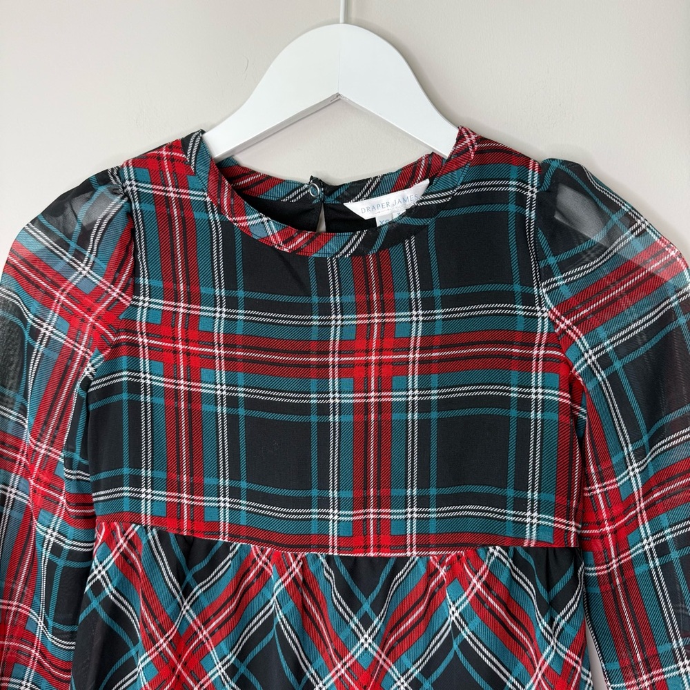 Draper James | Girl's Holiday Plaid Ruffle Dress Size XS - Picture 3 of 5